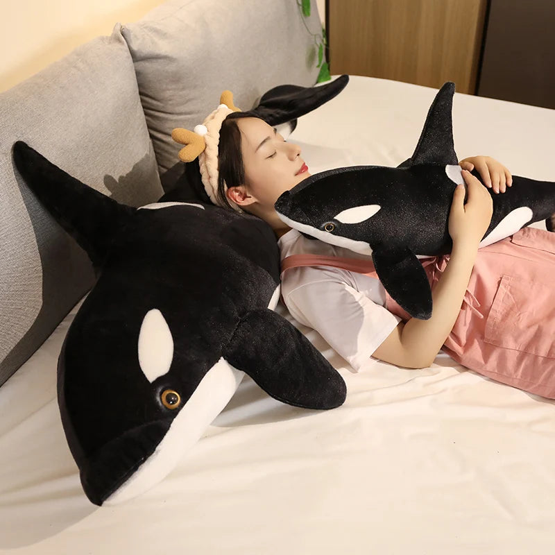 Lifelike Orca Whale Plush – Soft Stuffed Marine Animal, Realistic Ocean-Themed Gift for Home Decoration