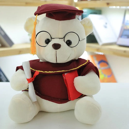Cute Dr. Bear Plush – Soft Kawaii Teddy Bear in Graduation Outfit, Thoughtful Gift for Celebrations and Achievements