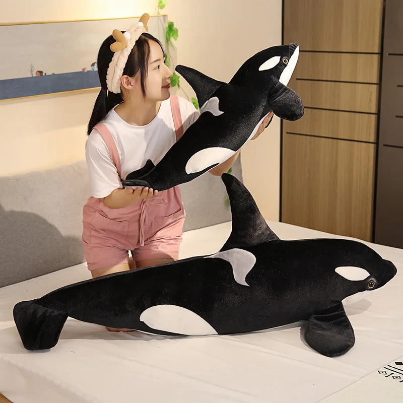 Lifelike Orca Whale Plush – Soft Stuffed Marine Animal, Realistic Ocean-Themed Gift for Home Decoration
