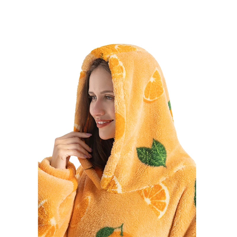 Oversized Blanket Hoodie – Plus Size Fleece Sweatshirt, Extra Long and Thick Warm Pullover for Winter