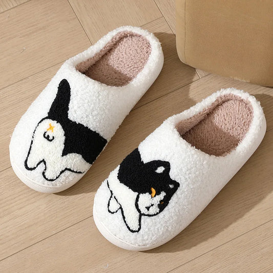 Cute Cartoon Cat Slippers – Lightweight Indoor Cotton Shoes – Warm, Comfortable Winter Slides