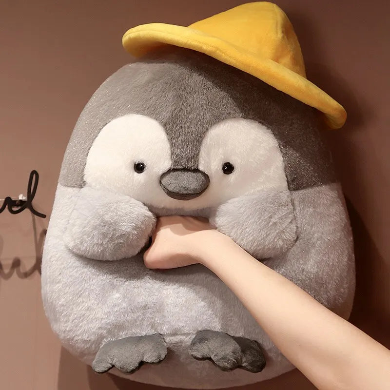 Kawaii Penguin Plush – Soft Cartoon Animal Doll with Hamster Hat, Adorable Stuffed Gift for Home or Special Moments