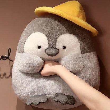 Kawaii Penguin Plush – Soft Cartoon Animal Doll with Hamster Hat, Adorable Stuffed Gift for Home or Special Moments