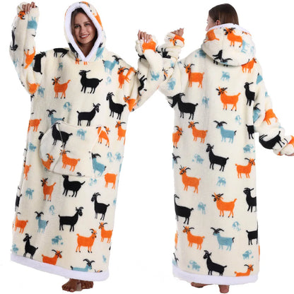 Oversized Blanket Hoodie – Plush Fleece Pullover Sweatshirt, Extra Long, Cozy and Warm Wearable Blanket for Winter