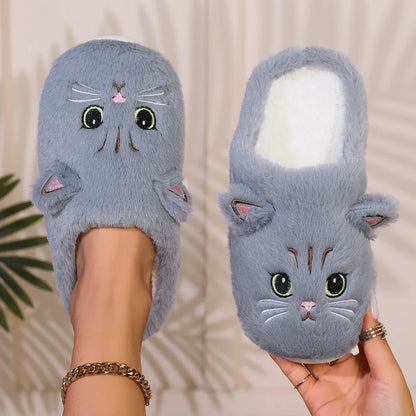 Cute Cartoon Cat Slippers – Ultra-Soft Lining, Plush Comfort, and Non-Slip TPR Sole