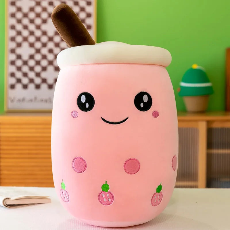 Giant Bubble Tea Plush Pillow – Soft Squishy Boba Milk Tea, Ice Cream, and Fruit Drink Plushies, Cute Decor and Gift
