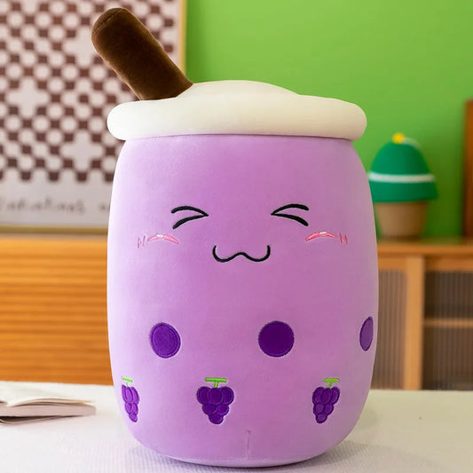 Large Boba Milk Tea Plush – Soft Squishy Drink Pillow, Cute Ice Cream & Fruit Plushies, Fun Gift and Room Decoration