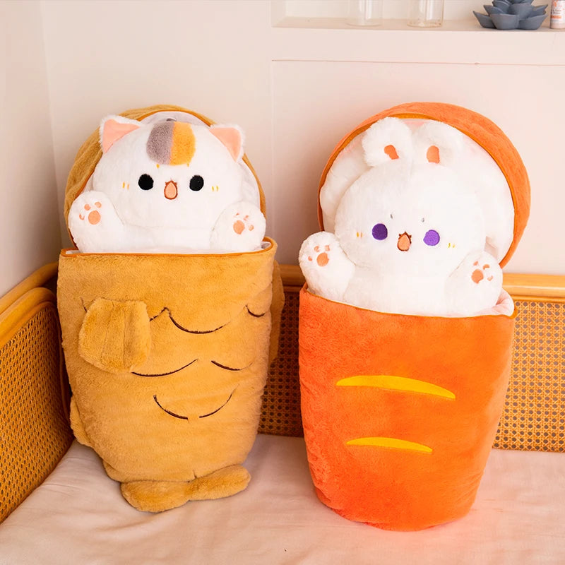 Taiyaki Cat Plush – Kawaii Anime Figure Plushie, Cat Hiding in Cushion Bag, Perfect for Gifts and Home Decoration