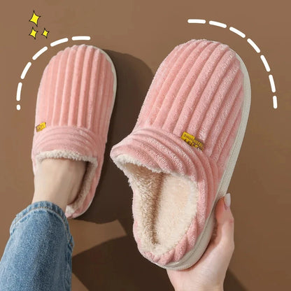 Pink Indoor Slippers by Shevalues – Cozy Plush Cotton Boots, Fluffy Comfort for Home and Casual Wear
