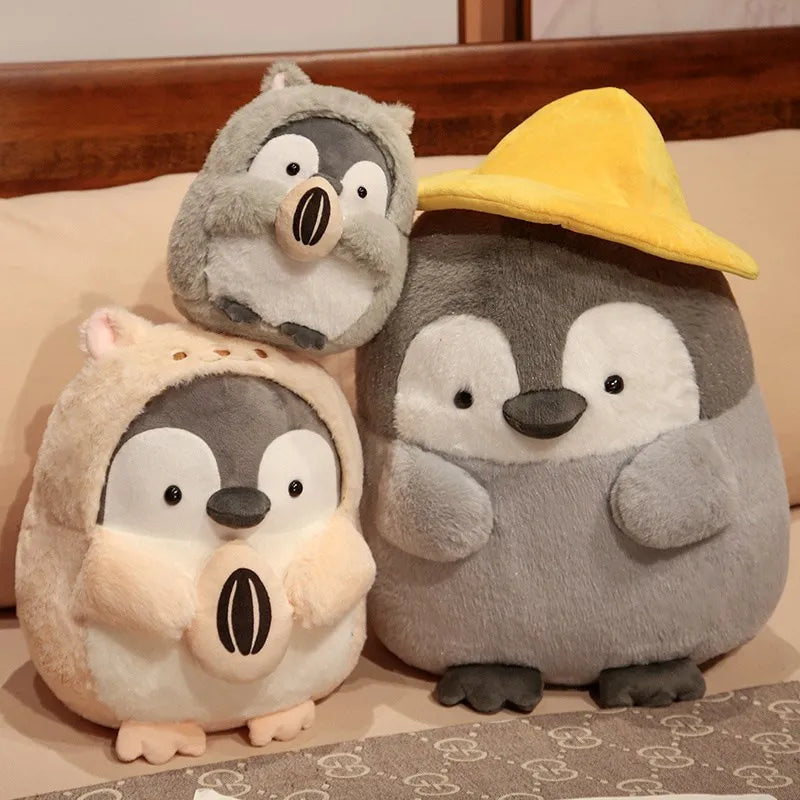 Kawaii Penguin Plush – Soft Cartoon Animal Doll with Hamster Hat, Adorable Stuffed Gift for Home or Special Moments