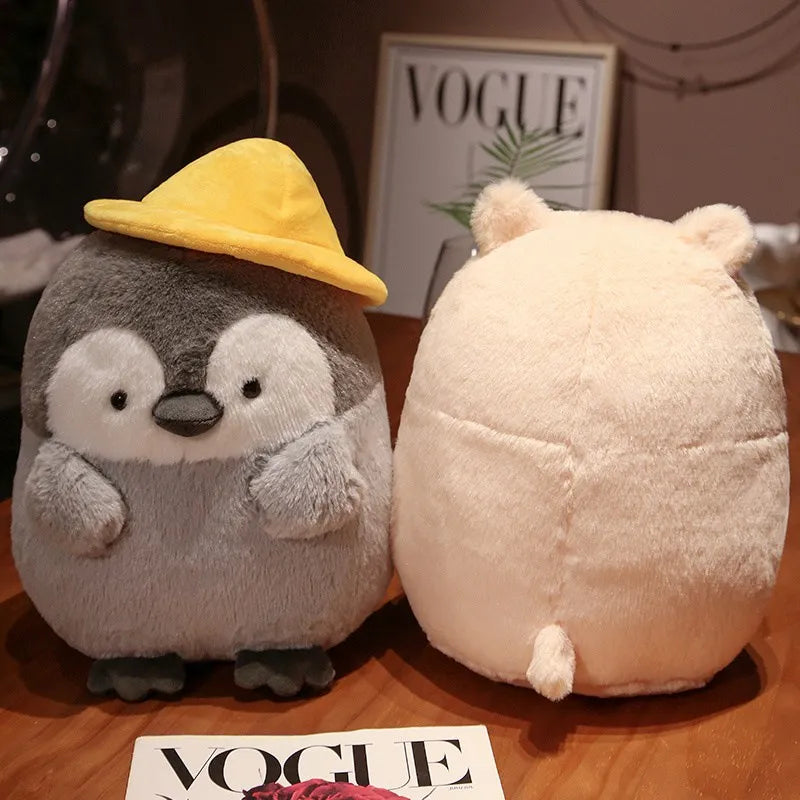 Kawaii Penguin Plush – Soft Cartoon Animal Doll with Hamster Hat, Adorable Stuffed Gift for Home or Special Moments