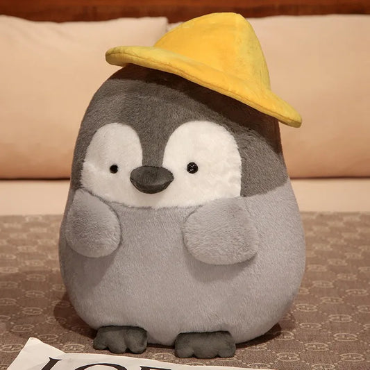 Kawaii Penguin Plush – Soft Cartoon Animal Doll with Hamster Hat, Adorable Stuffed Gift for Home or Special Moments