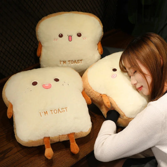 Plush Bread Pillow – Soft Simulation Toast Cushion – Cute Hand Warmer, Home Decoration and Prefect Gift