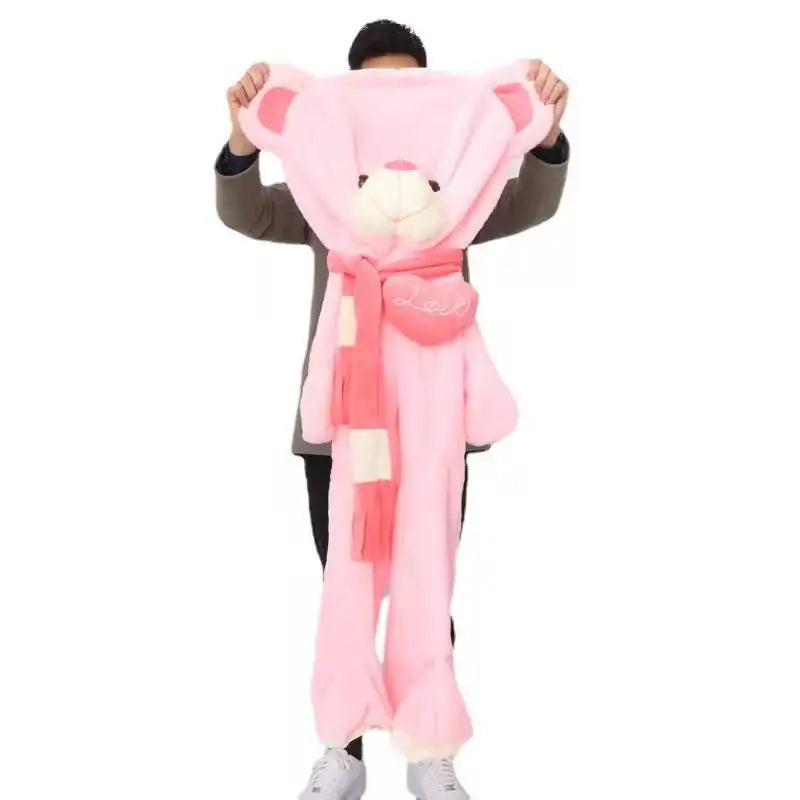 Giant Teddy Bear Plush Skin – 80–200 cm Soft Unstuffed Cover with Scarf, DIY Stuffed Animal Shell for Gifts or Home Projects