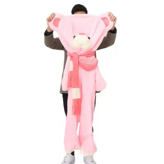 Giant Teddy Bear Plush Skin – 80–200 cm Soft Unstuffed Cover with Scarf, DIY Stuffed Animal Shell for Gifts or Home Projects
