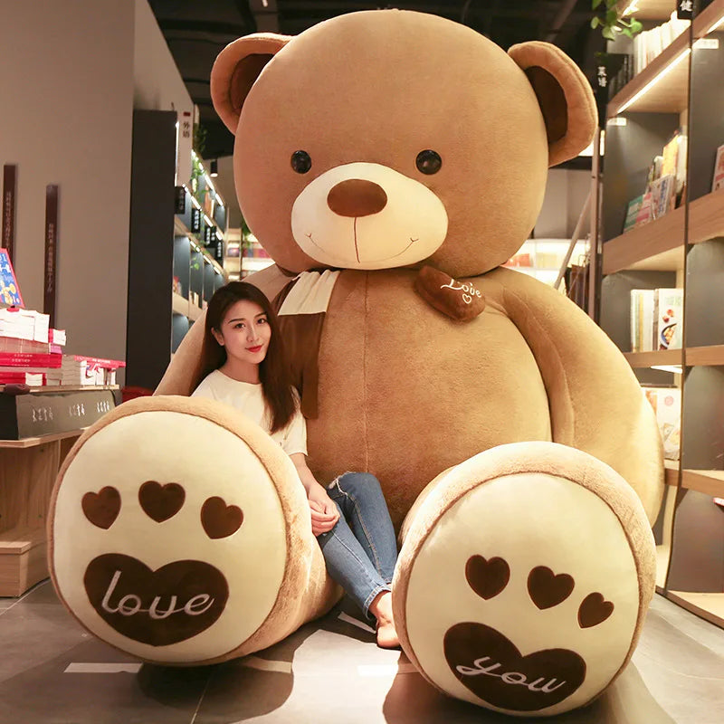 Giant Teddy Bear Plush Skin – 80–200 cm Soft Unstuffed Cover with Scarf, DIY Stuffed Animal Shell for Gifts or Home Projects