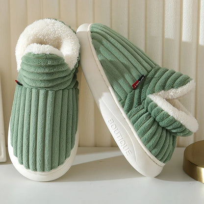 Shevalues Fluffy Green Slippers – Cozy Plush Cotton House Boots for Indoor Comfort and Daily Use