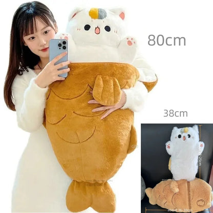 Taiyaki Cat Plush – Kawaii Anime Figure Plushie, Cat Hiding in Cushion Bag, Perfect for Gifts and Home Decoration