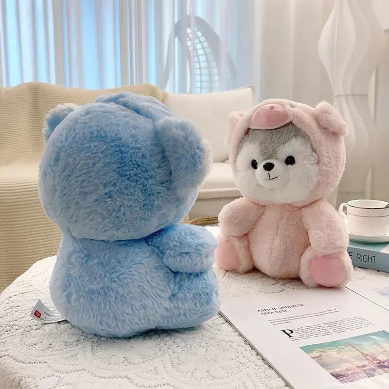 Kawaii Dog Plush – Soft Stuffed Husky in Pig Cosplay, Creative Animal-Inspired Pillow and Cute Decorative Gift
