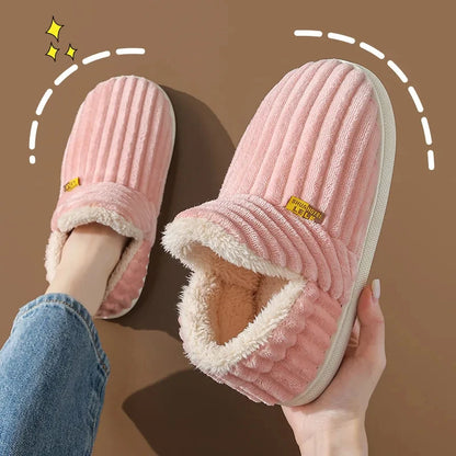 Pink Indoor Slippers by Shevalues – Cozy Plush Cotton Boots, Fluffy Comfort for Home and Casual Wear