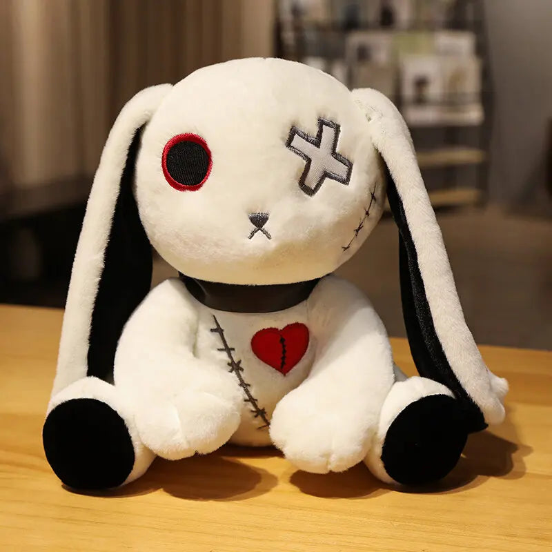 Spooky Gothic Bunny Plush – Cute Horror Rabbit Stuffed Animal – Perfect for Halloween and Collectors