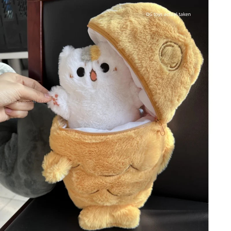 Taiyaki Cat Plush – Kawaii Anime Figure Plushie, Cat Hiding in Cushion Bag, Perfect for Gifts and Home Decoration