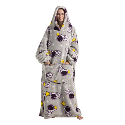 Oversized Blanket Hoodie – Plus Size Fleece Sweatshirt, Extra Long and Thick Warm Pullover for Winter