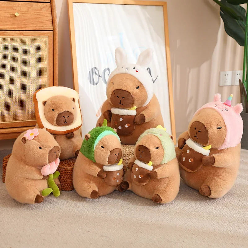Capybara Plush  – Cute Stuffed Animal in Unicorn, Dinosaur, Boba, and Fruit Costumes, Perfect for Decoration and Gifts