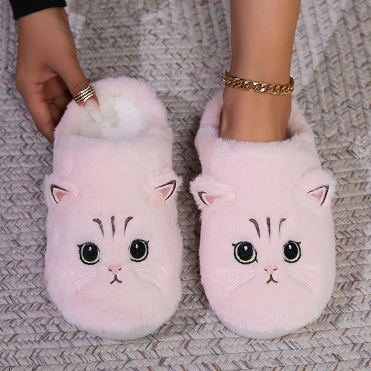 Kawaii Cartoon Cat Slippers - Ultra Soft Fabric Lining Plush, Sole Cozy, Warmth And Durable Tpr Outsole