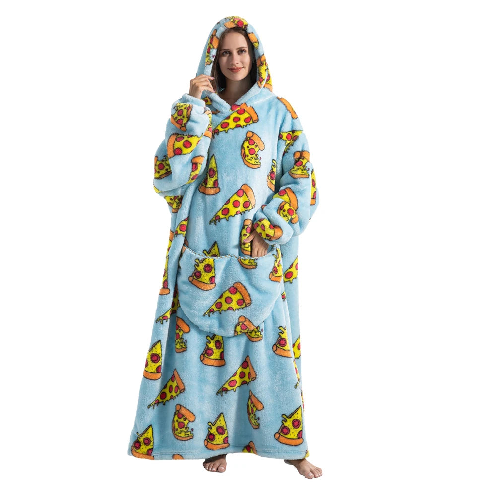 Oversized Blanket Hoodie – Plus Size Fleece Sweatshirt, Extra Long and Thick Warm Pullover for Winter