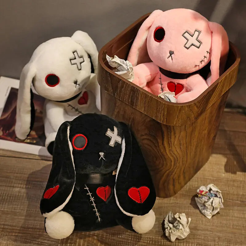 Spooky Gothic Bunny Plush – Cute Horror Rabbit Stuffed Animal – Perfect for Halloween and Collectors