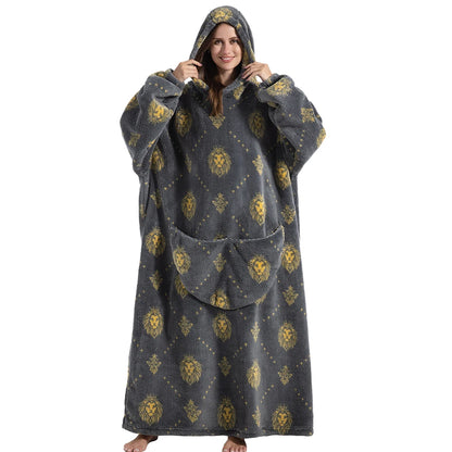 Extra Long Oversized Blanket Hoodie – Plus Size Winter Sweatshirt, Thick Warm Pullover for Women and Men