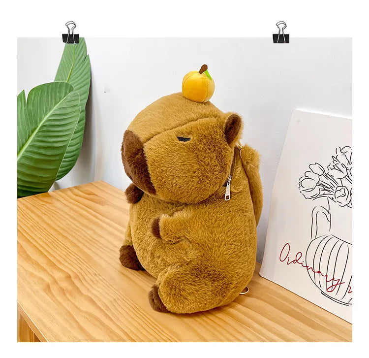 Kawaii Capybara Plush Backpack – Soft Fur Shoulder Bag, Mini Plush Knapsack, Cute and Unique Gift for Any Occasion