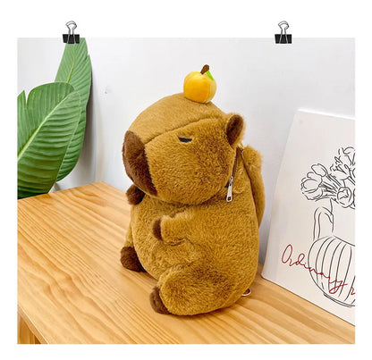 Kawaii Capybara Plush Backpack – Soft Fur Shoulder Bag, Mini Plush Knapsack, Cute and Unique Gift for Any Occasion
