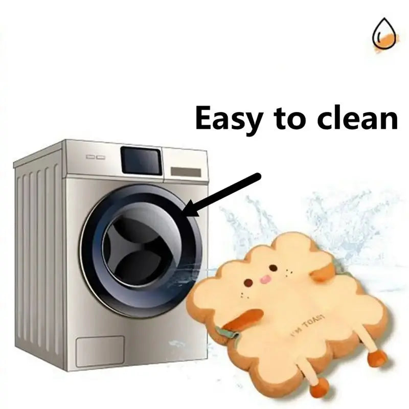 Super Cute Toast Plush Cushion – Soft Non-Slip Pillow for Chair, Sofa, or Bed, Perfect for Birthday and Festive Gifts