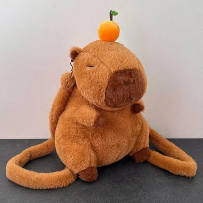 Kawaii Capybara Plush Backpack – Soft Fur Shoulder Bag, Mini Plush Knapsack, Cute and Unique Gift for Any Occasion