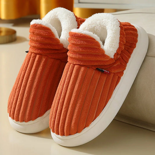 Shevalues Fluffy Orange Slippers – Soft Cotton House Shoes, Ideal for Indoor Use and Daily Relaxation