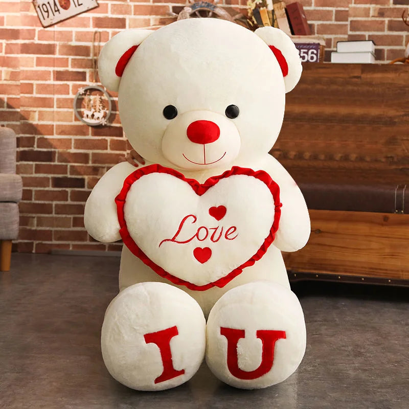 'I LOVE YOU' Teddy Bear Plush – Large Soft Stuffed Bear, Cozy Decorative Gift for Birthdays, Anniversaries
