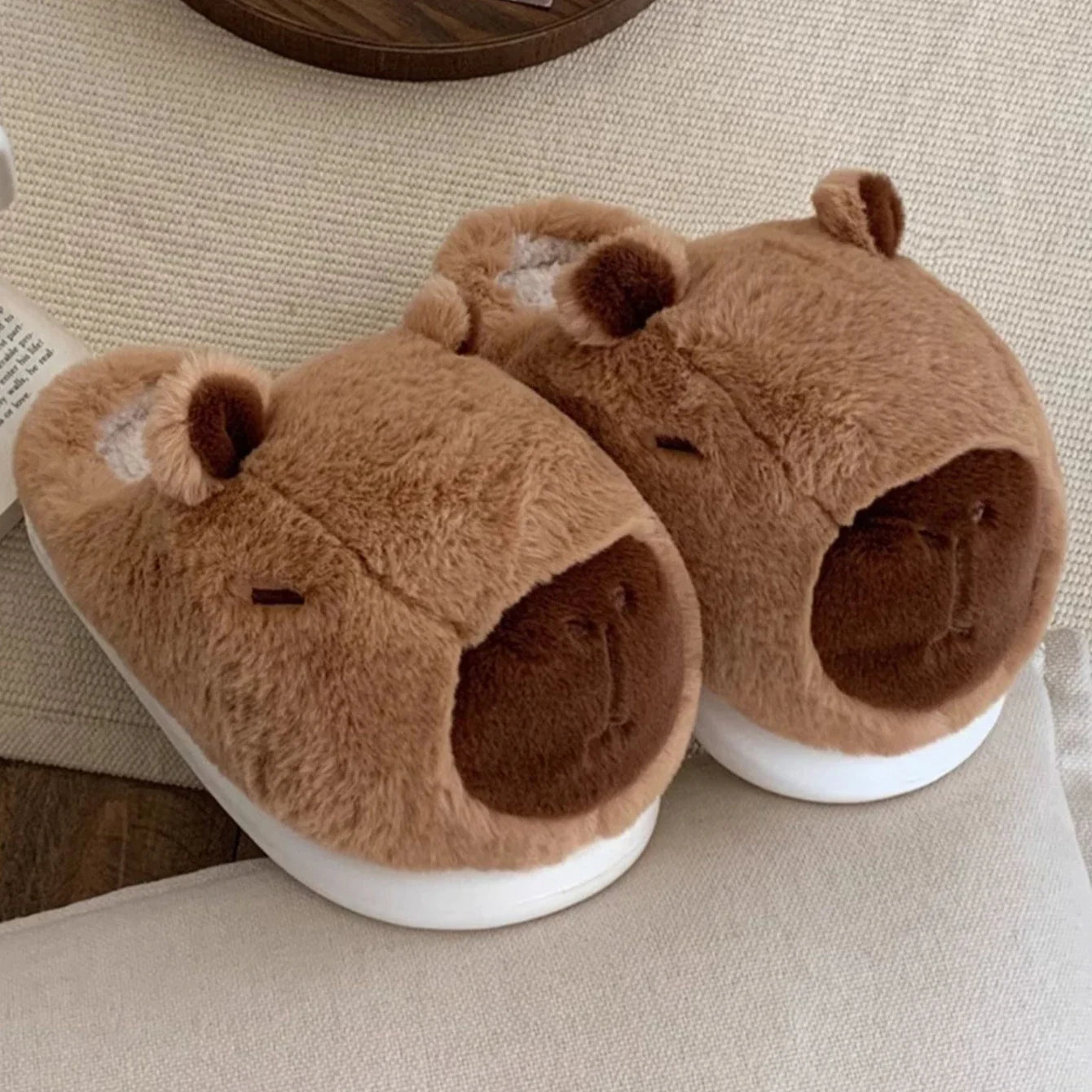 Cute Capybara Slippers – Soft Plush Indoor Footwear – Warm, Cozy, and Comfortable for Winter