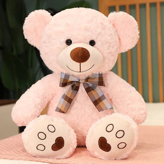 Classic Teddy Bear Plush – Soft Stuffed Plushie with Bow Tie, Charming Decorative Gift for Birthdays or Special Occasions