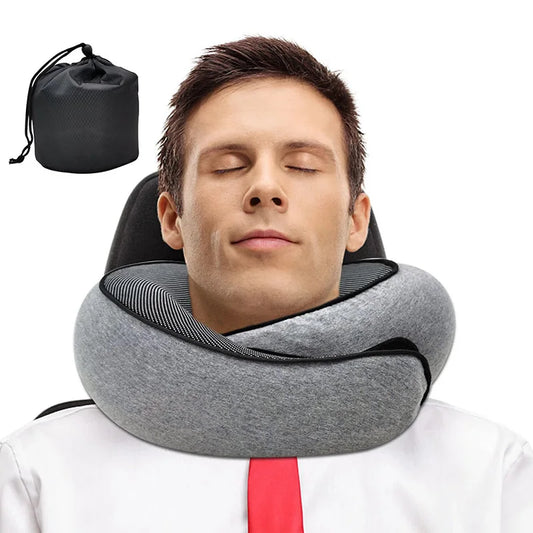 Memory Foam Travel Neck Pillow – U-Shaped Snail Design, Adjustable and Portable Neck Support for Sleep and Travel