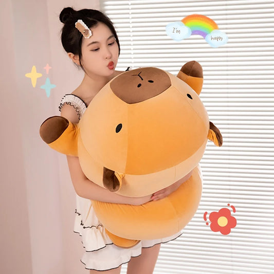 "Kawaii Capybara Plush Pillow – Soft Stuffed Animal Bolster (Standing Brown Cartoon) Cute Gift