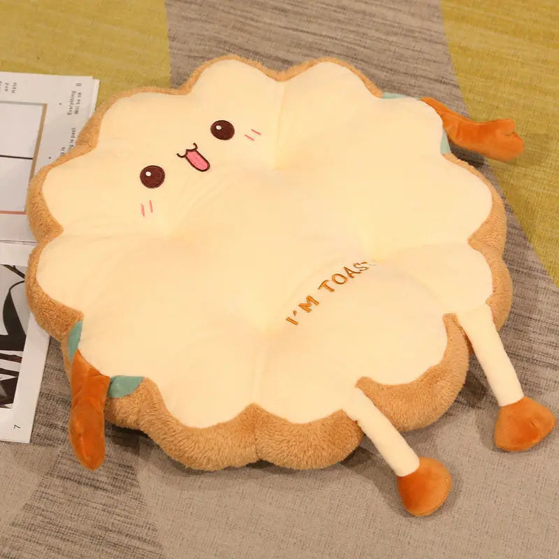 Super Cute Toast Plush Cushion – Soft Non-Slip Pillow for Chair, Sofa, or Bed, Perfect for Birthday and Festive Gifts