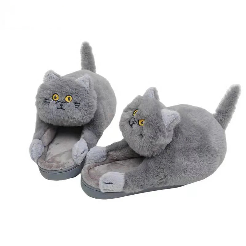 Cuddly Hug Cat Slippers – Kawaii Furry Winter Home Slides , Cute White Mules, Cozy Indoor Shoes, Perfect Gift