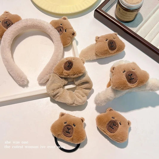 Capybara Plush Headband – Soft and Cozy Hair Hoop for Skincare, Bath, or Daily Use, Cute Novelty Accessory