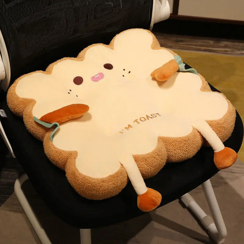 Super Cute Toast Plush Cushion – Soft Non-Slip Pillow for Chair, Sofa, or Bed, Perfect for Birthday and Festive Gifts