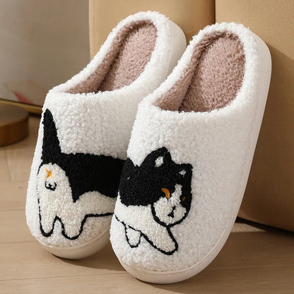 Cute Cartoon Cat Slippers – Lightweight Indoor Cotton Shoes – Warm, Comfortable Winter Slides
