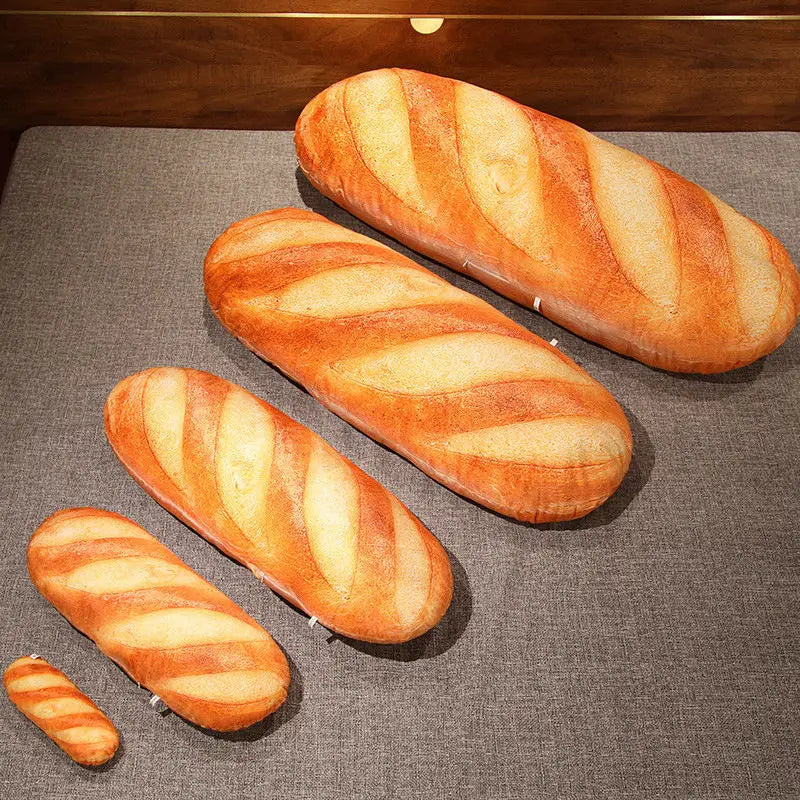 French Bread Plush Pillow – Soft Stuffed Food Plushie, Printed Baguette Design, Sleeping Companion and Gift