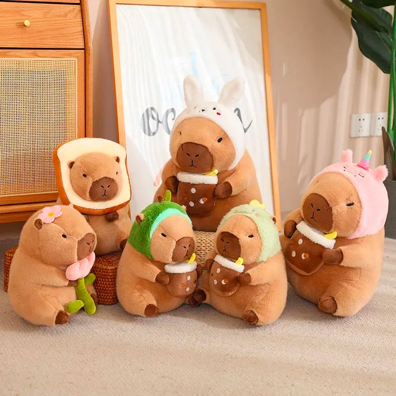 Capybara Plush  – Cute Stuffed Animal in Unicorn, Dinosaur, Boba, and Fruit Costumes, Perfect for Decoration and Gifts