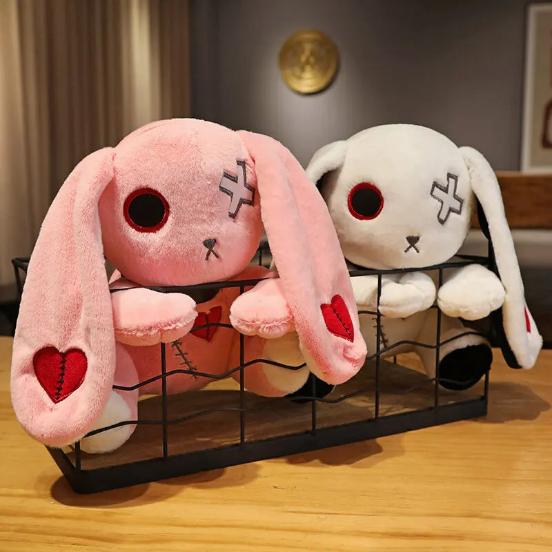 Spooky Gothic Bunny Plush – Cute Horror Rabbit Stuffed Animal – Perfect for Halloween and Collectors